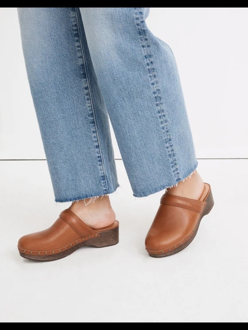 Women's Tan Leather Clog Mules